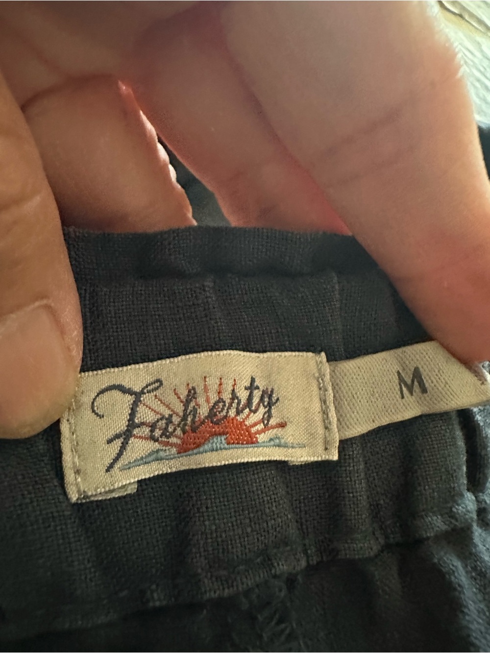 Faherty linen Navy Wide-Leg Elastic Waist Pants women medium - Picture 3 of 8